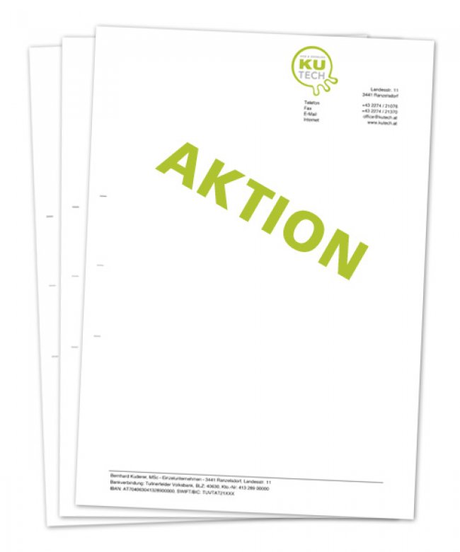AKTION: Neues Briefpapier mit IBAN und BIC